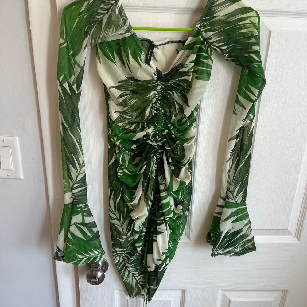 Palm tree mesh dress